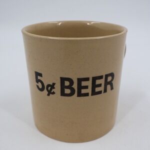 Unbranded 5 Cent BEER Mug Tan Vintage Made in England Stoneware Speckled